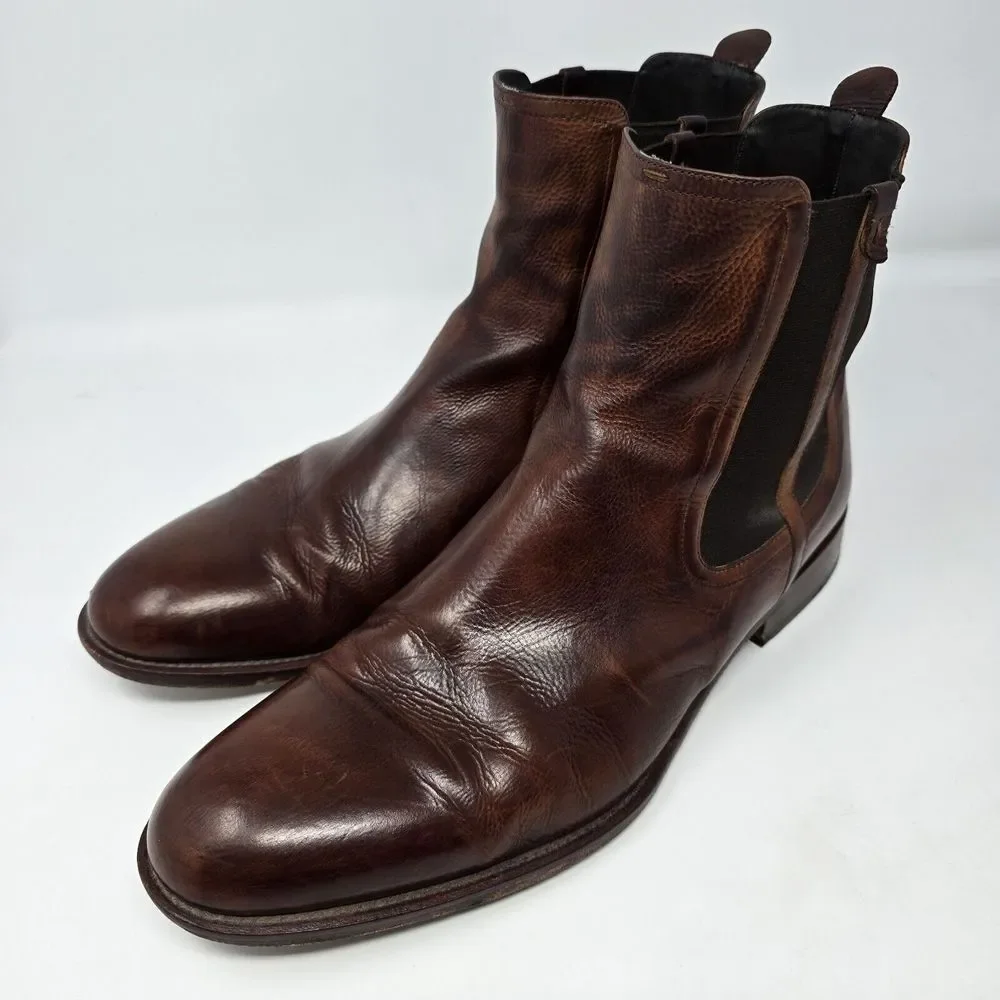 Magnanni Men's Brown Leather Chelsea Boots Size 12 Made In Spain‎